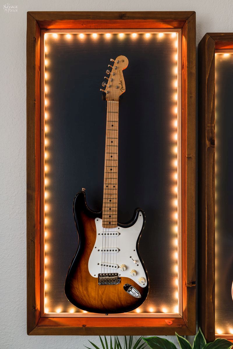 DIY Lighted Guitar Display Frame | Lighted guitar display case - TheNavagePatch.com