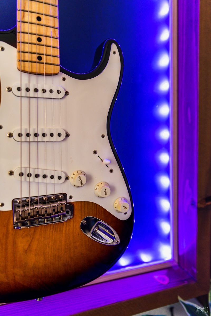DIY Lighted Guitar Display Frame | Lighted guitar display case - TheNavagePatch.com