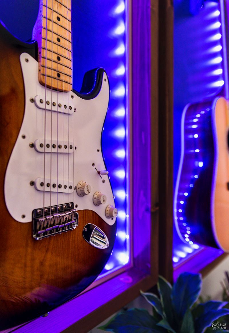 DIY Lighted Guitar Display Frame | Lighted guitar display case - TheNavagePatch.com