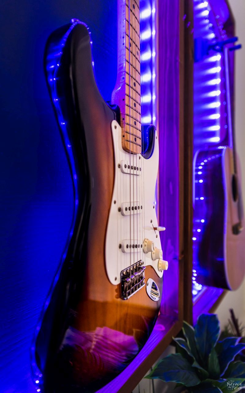 DIY Lighted Guitar Display Frame | Lighted guitar display case - TheNavagePatch.com