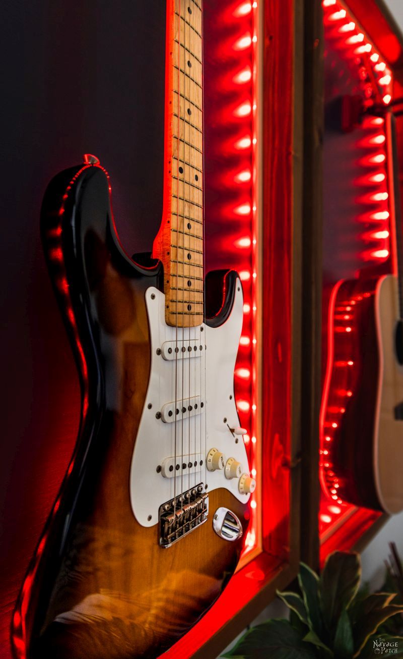 DIY Lighted Guitar Display Frame | Lighted guitar display case - TheNavagePatch.com