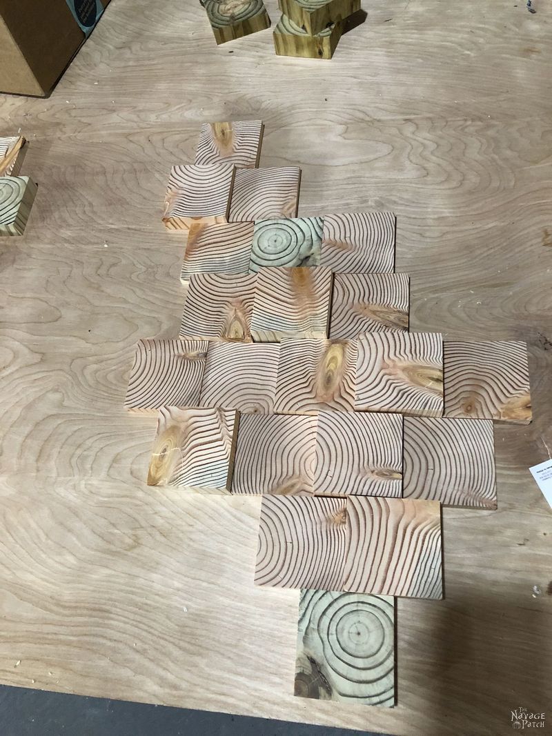 wood slices arranged on a table