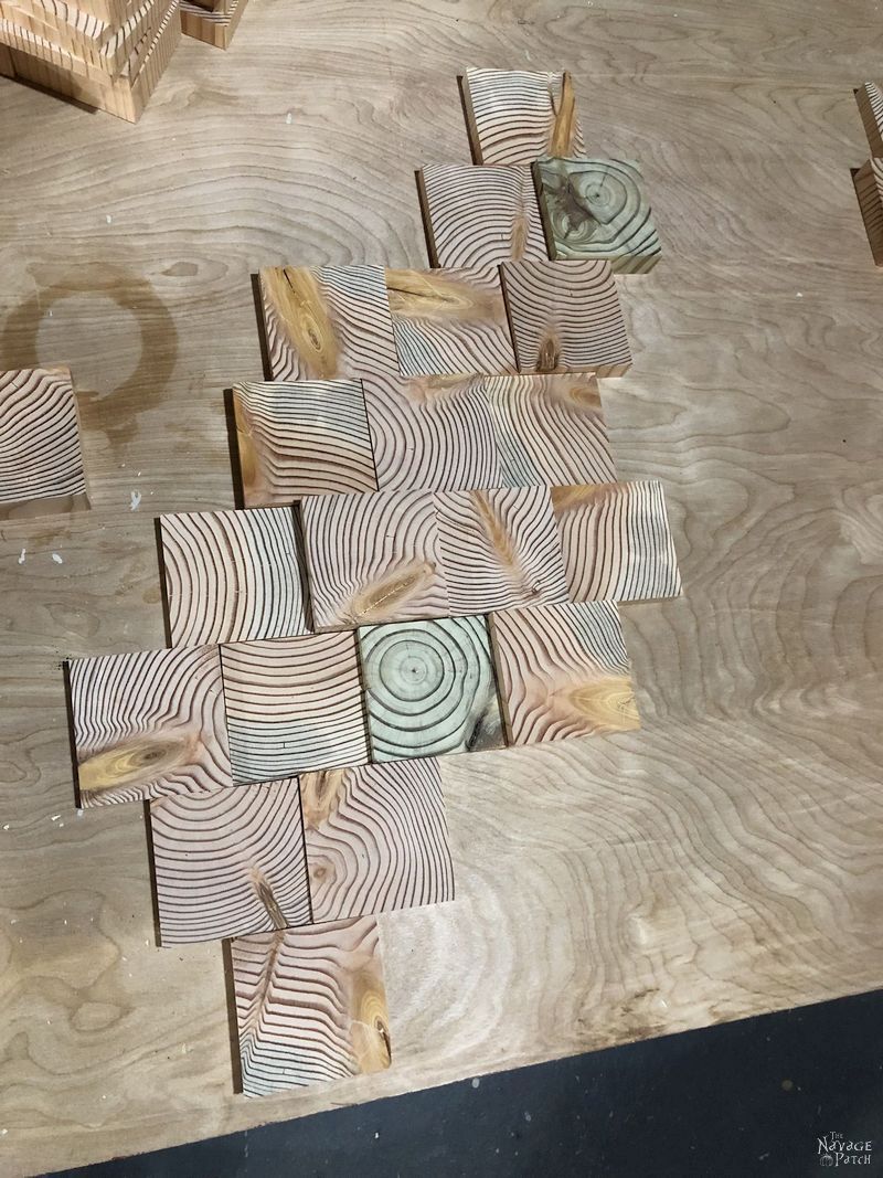 wood slices arranged on a table