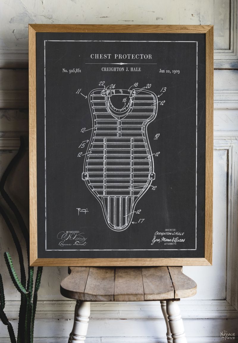 Free Printable Baseball Patent Art - Chest Protector