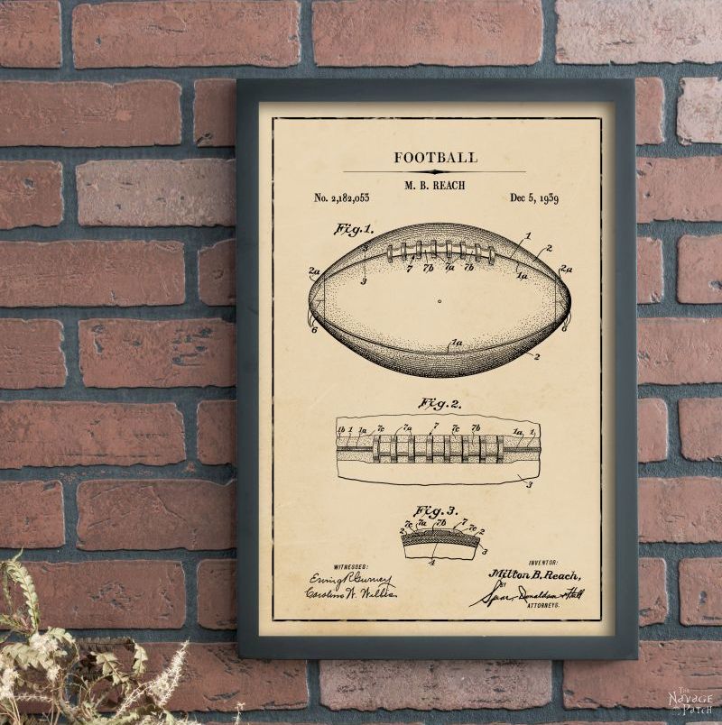 Vintage Football Patent Art Free Printable 