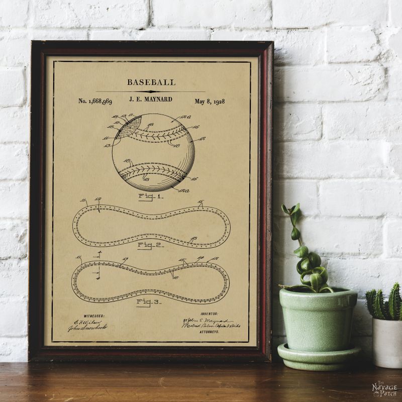 Free Printable Baseball Patent Art - Baseball