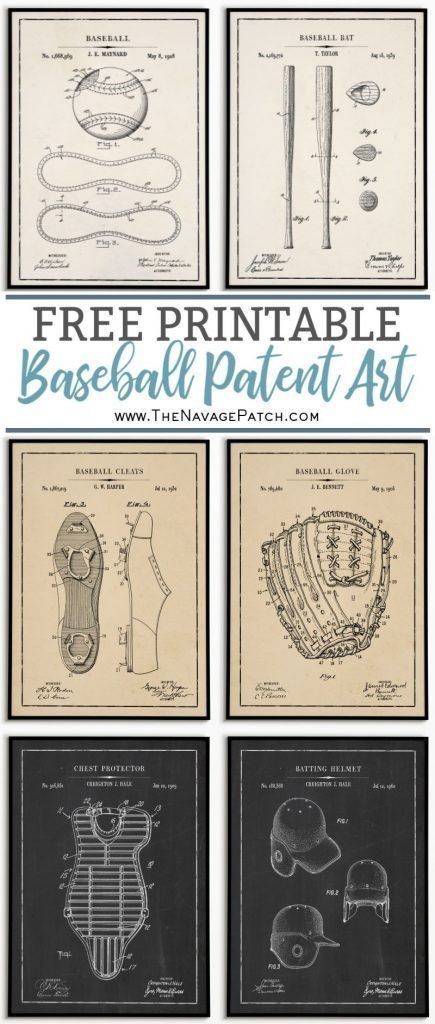 Free Printable Baseball Patent Art The Navage Patch