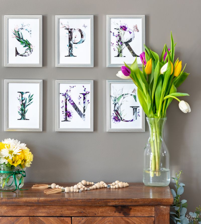 Free printable spring banner with tulips and spring flowers