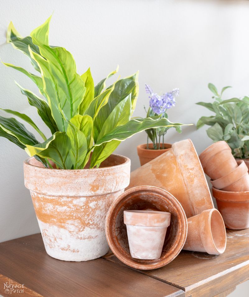 assorted faux aged terra cotta pots