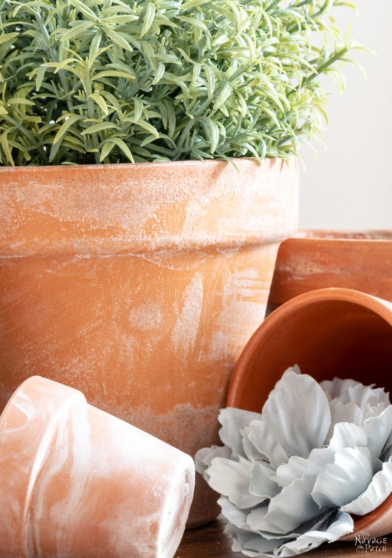 salt faux aged terra cotta pot