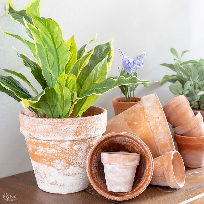 assorted faux aged terra cotta pots