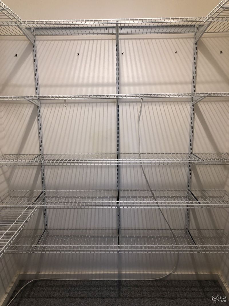 wire shelves in a small closet