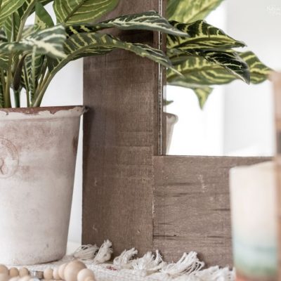 closeup of DIY Rustic Mirror Frame | TheNavagePatch.com