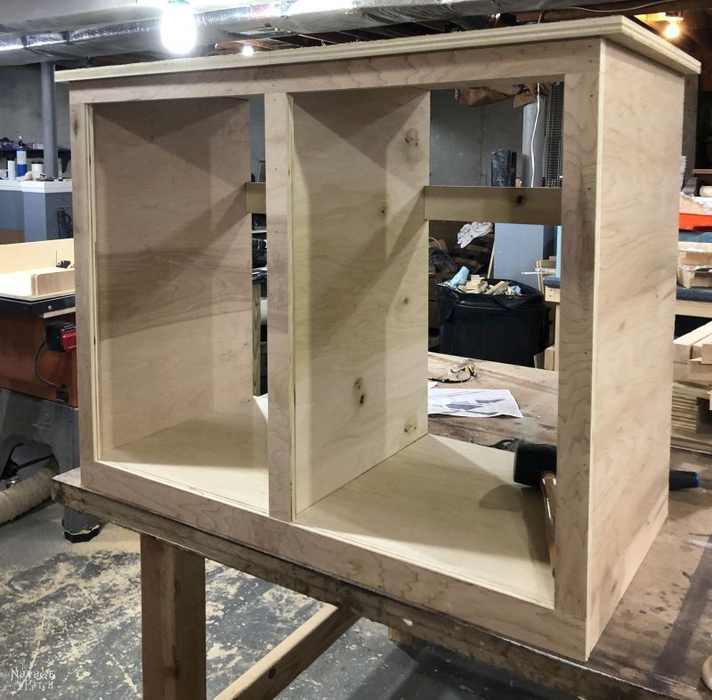 adding the face frame to a tilt out laundry hamper