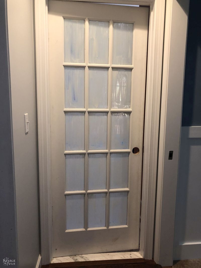 french door awaiting paint