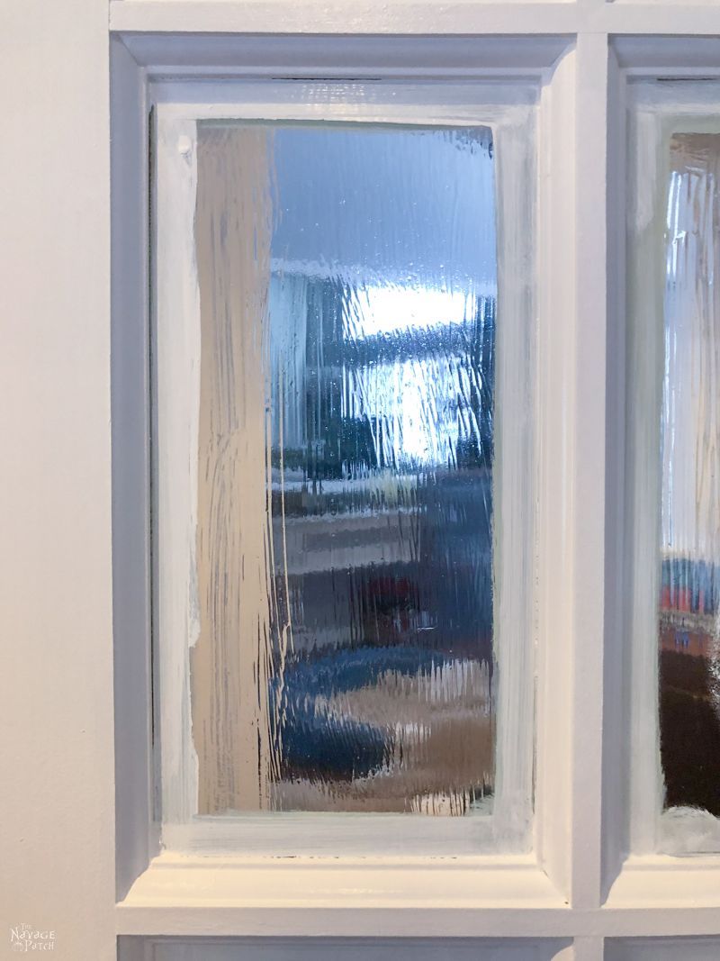 closeup of a painted french door panel