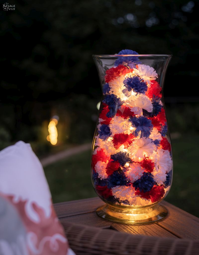 A collection of patriotic crafts including 4th of July ribbon crafts, patriotic wind catchers, and paper plate patriotic hats.