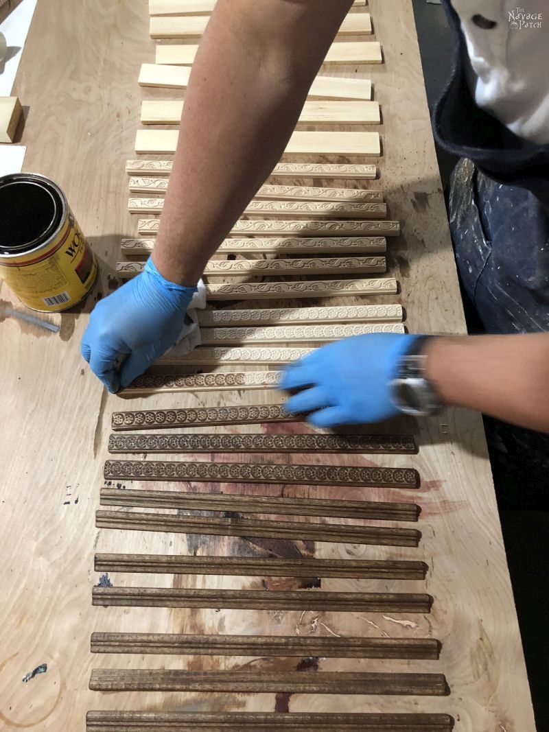 staining wood for diy magnetic poster hangers