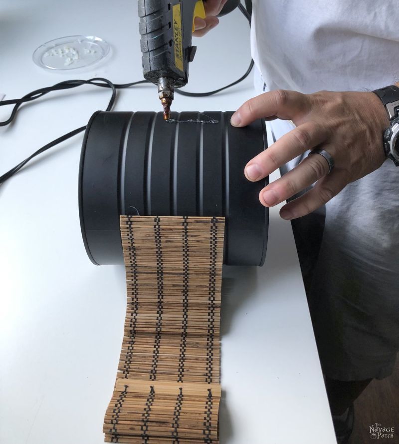 coffee can repurpose with a bamboo placemat