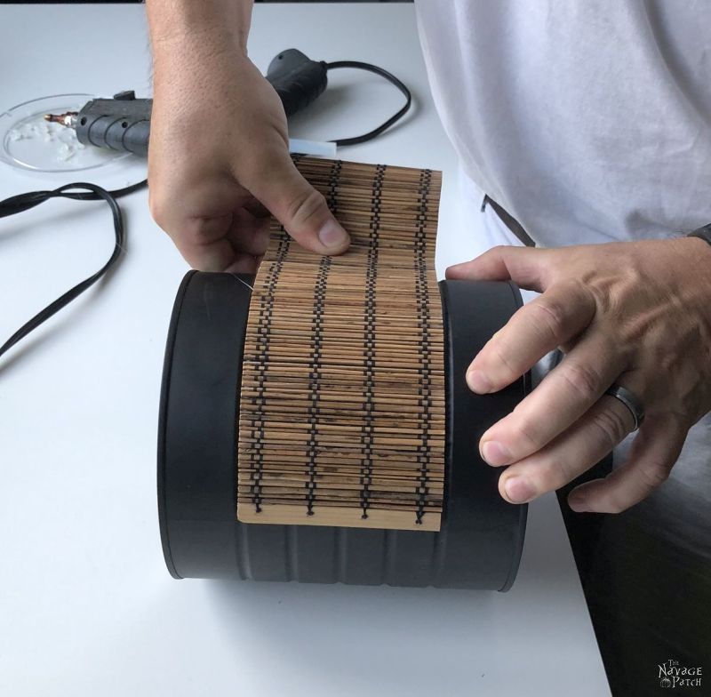 coffee can repurpose with a bamboo placemat
