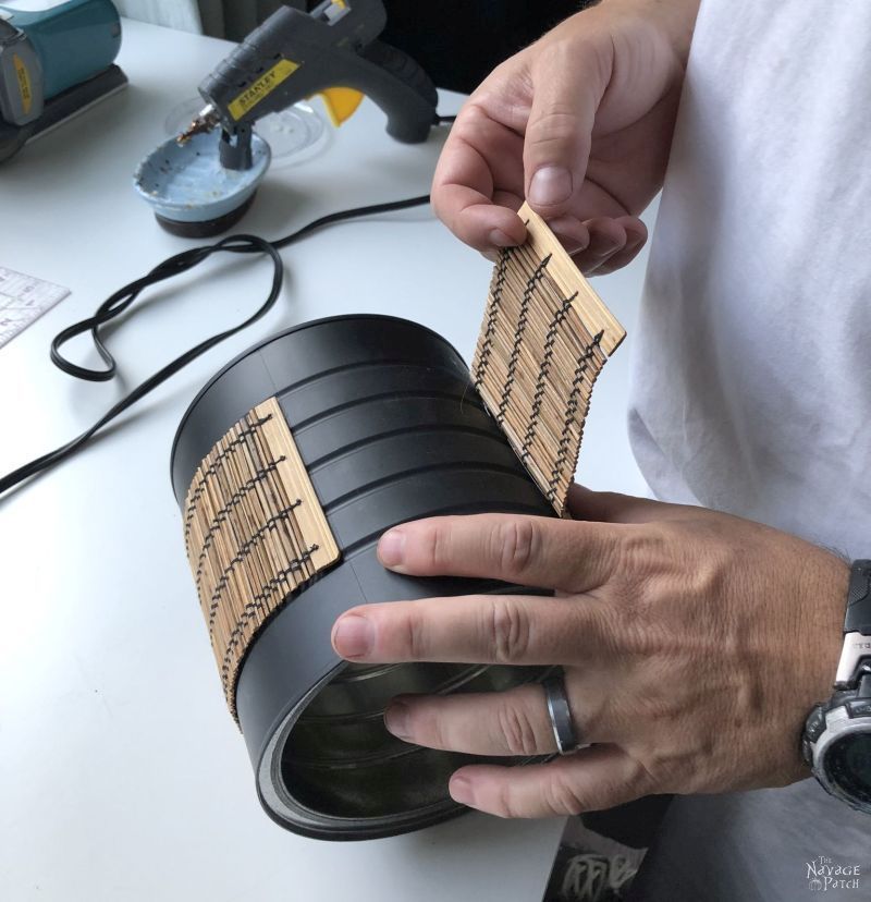 coffee can repurpose with a bamboo placemat