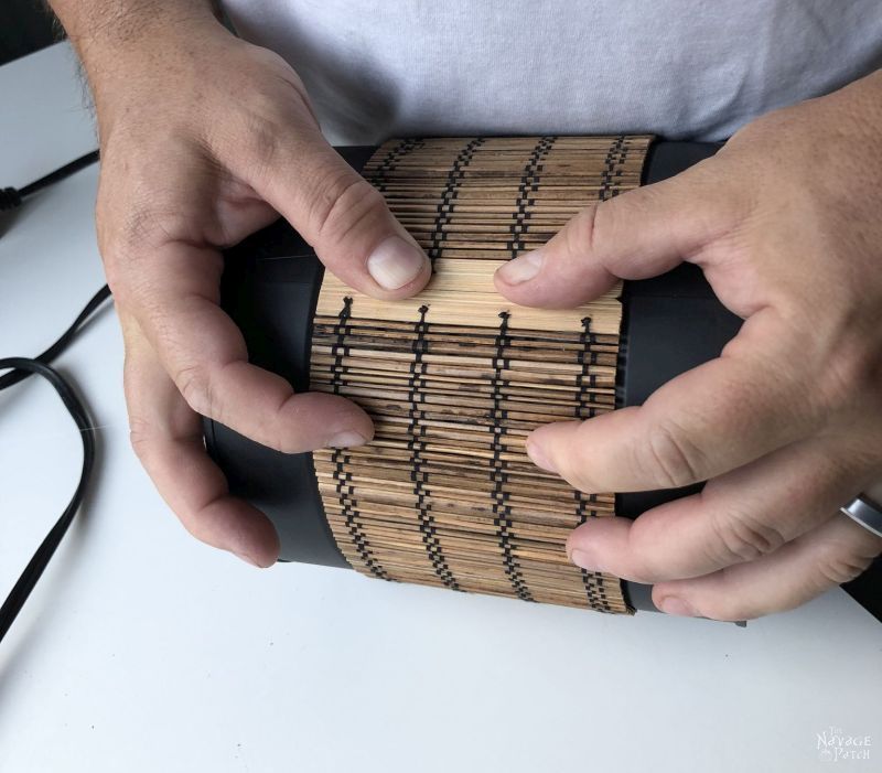 coffee can repurpose with a bamboo placemat