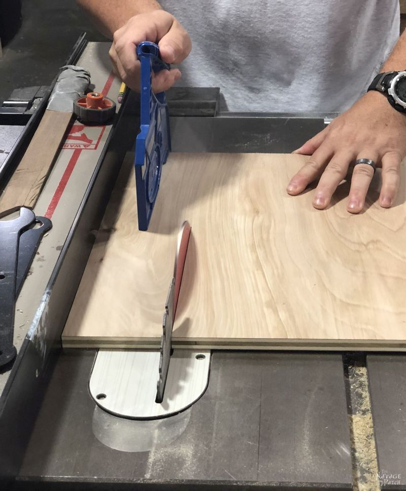 cutting plywood on a table saw