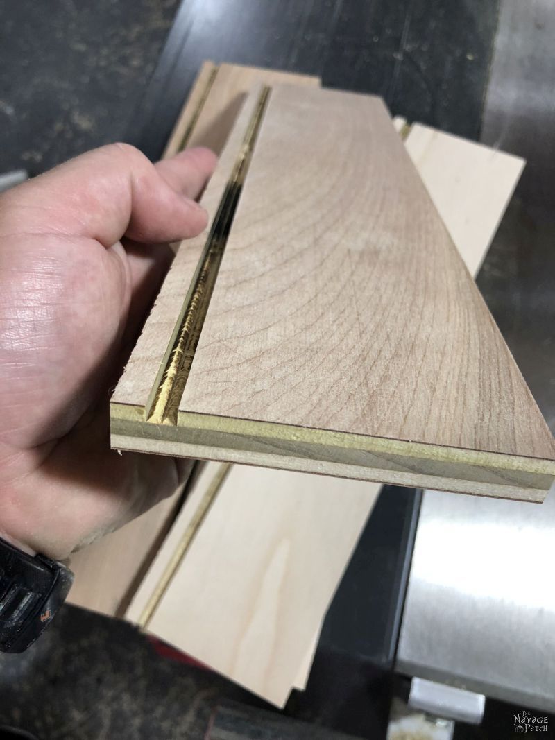 groove cut into plywood