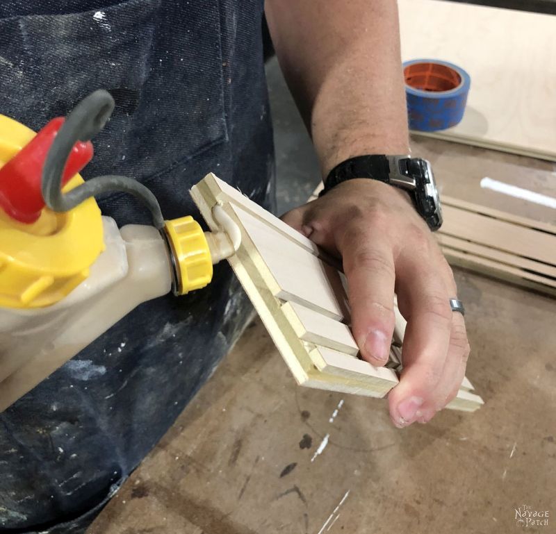 putting glue on plywood