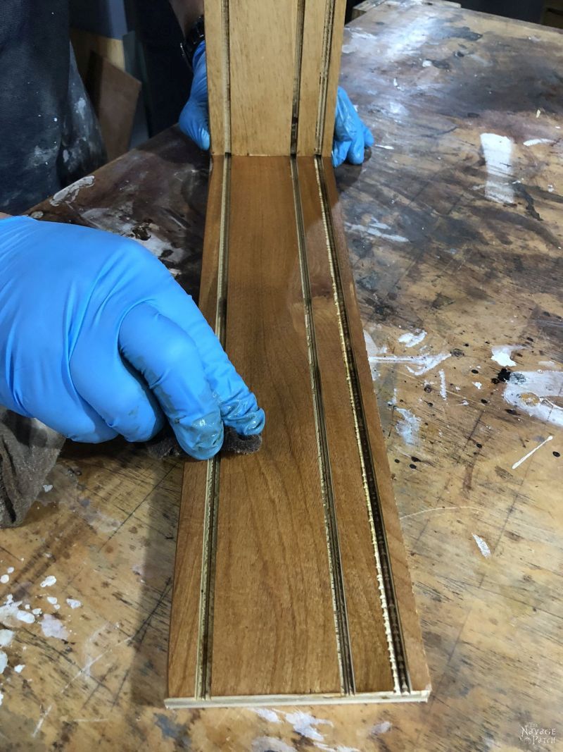 staining a paint storage rack