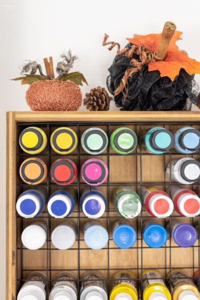 How To Build Paint Rack DIY Craft Paint Storage Rack from scrap wood and wire shelves