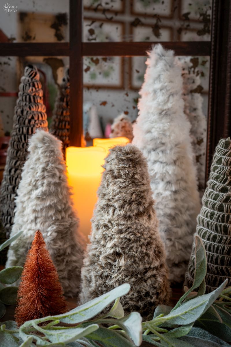 DIY Faux Fur Trees in a Christmas Display