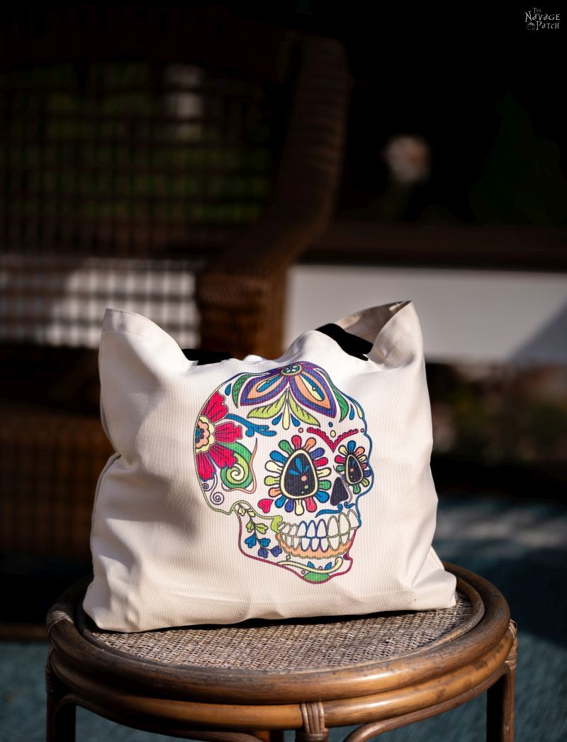 infusible ink sugar skull tote bag design