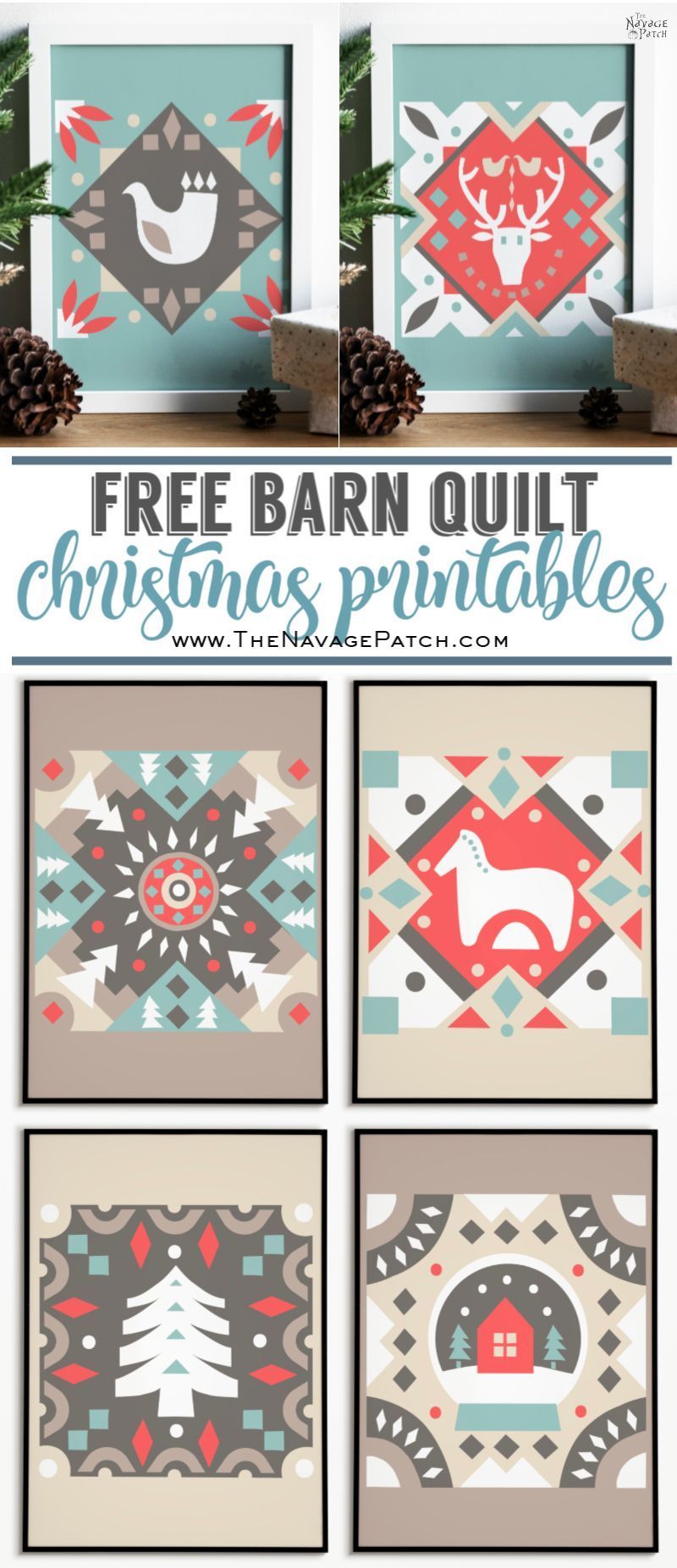 Barn Quilt Christmas Printables by TheNavagePatch.com