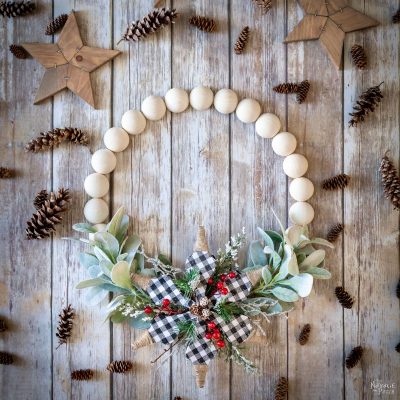 DIY Wood Bead Wreath - TheNavagePatch.com