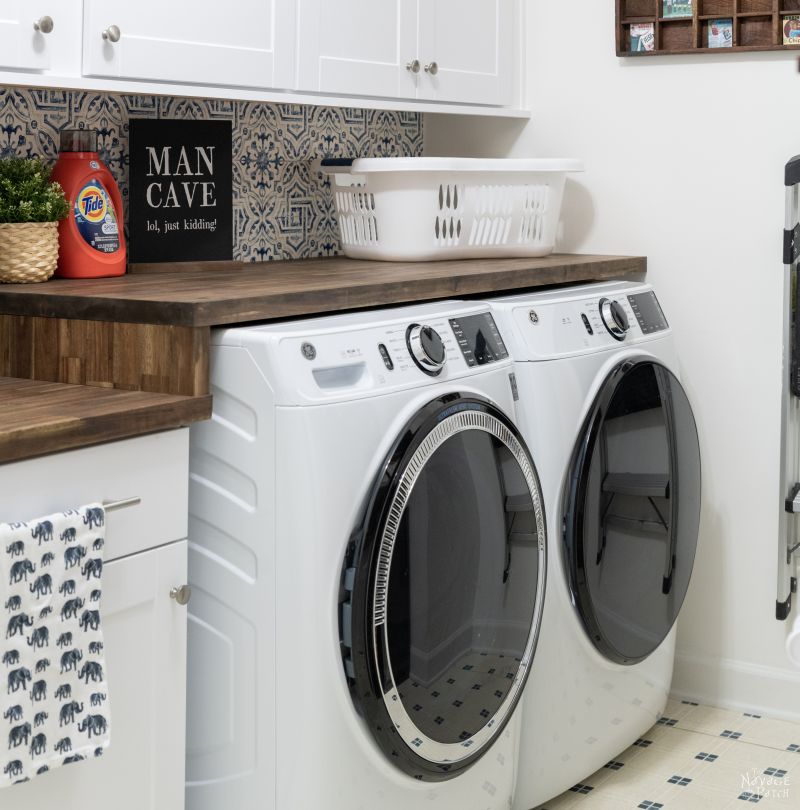 Easy Butcher Block Counter DIY - Our Laundry Room Reveal! 