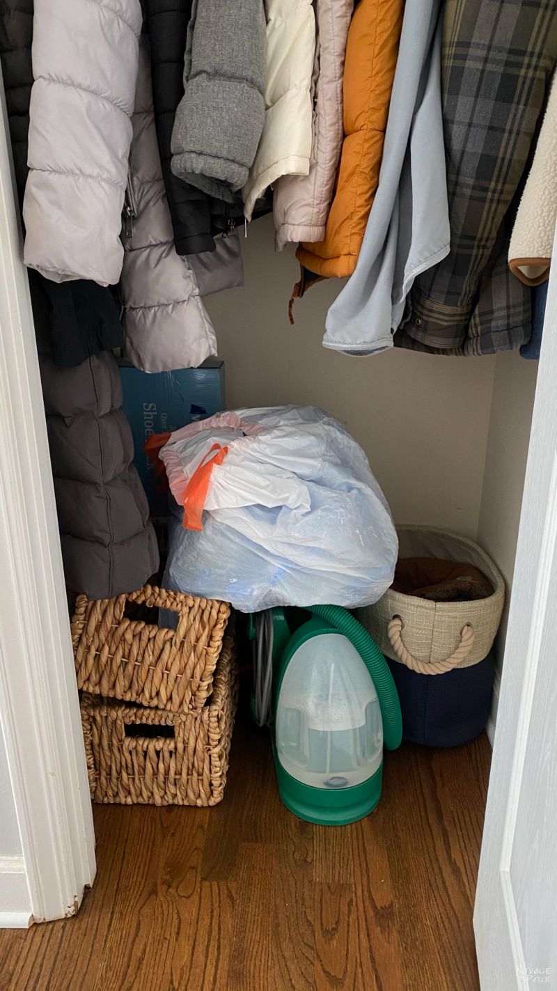 messy coat closet