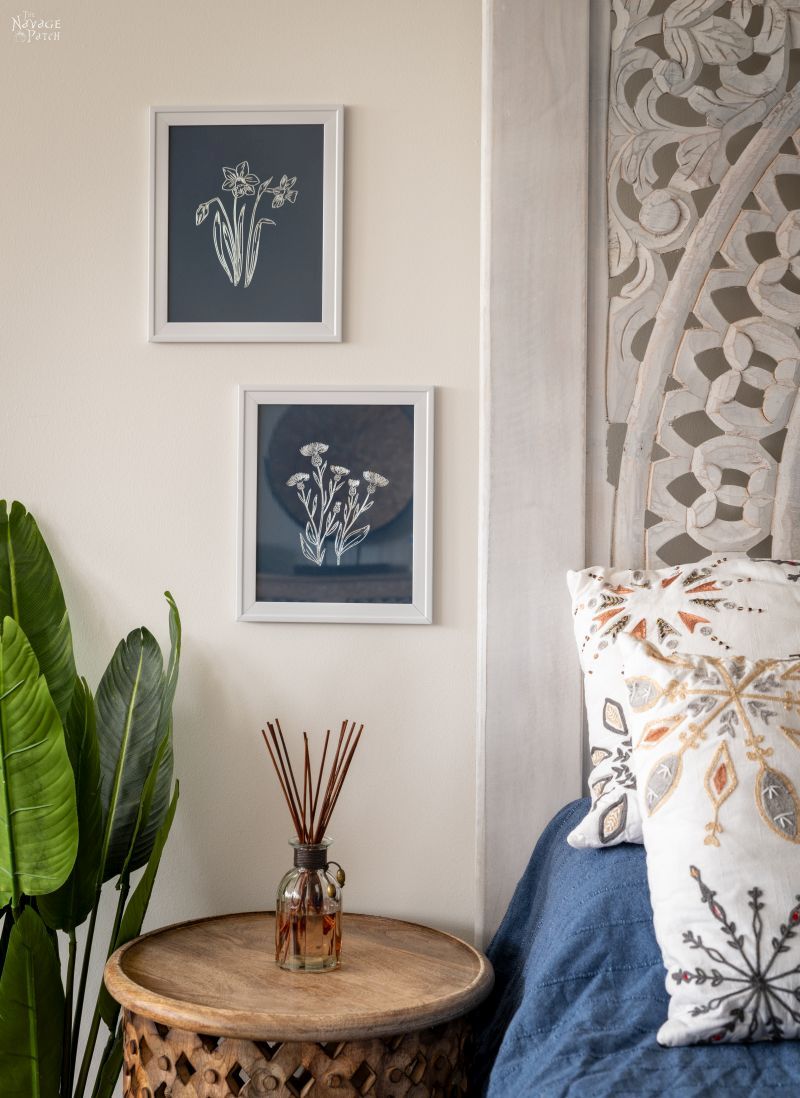 DIY Foil Flower Line Art for a Bohemian Bedroom - TheNavagePatch.com
