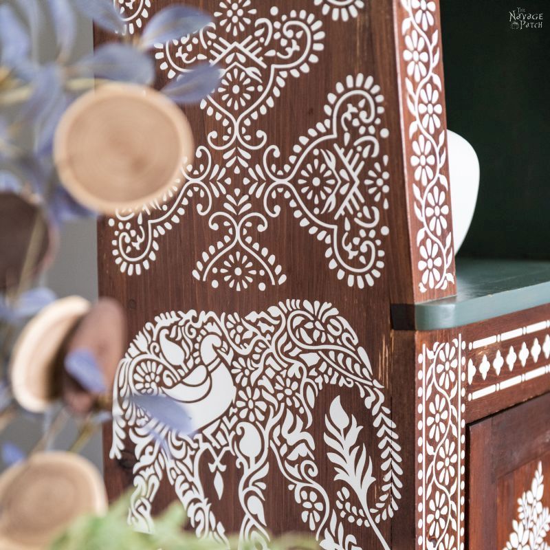 DIY Indian Bone Inlay Living Room Cabinet - TheNavagePatch.com