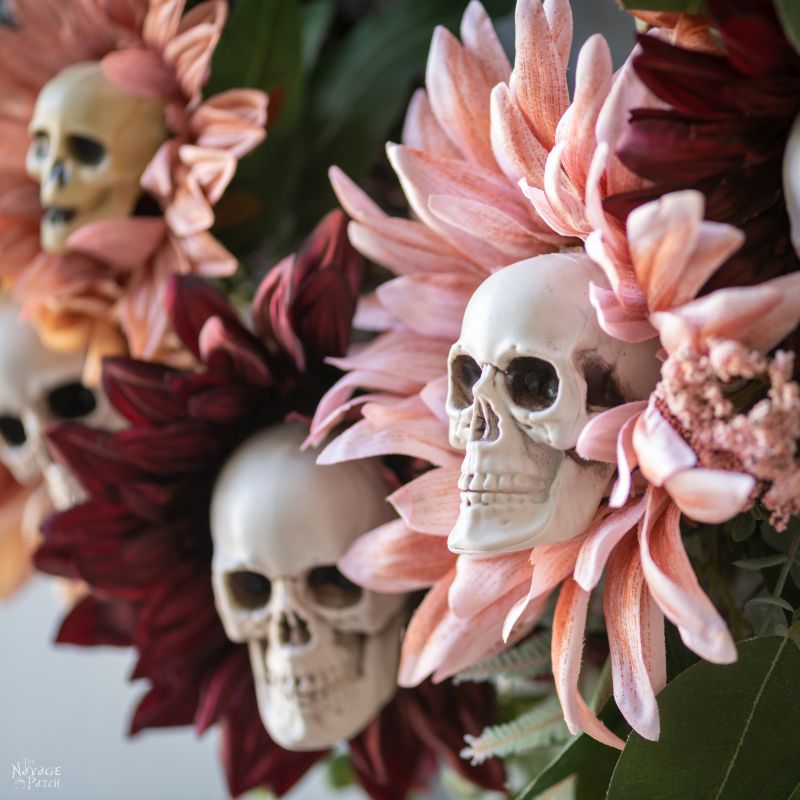 DIY Skull Sunflower Halloween Wreath