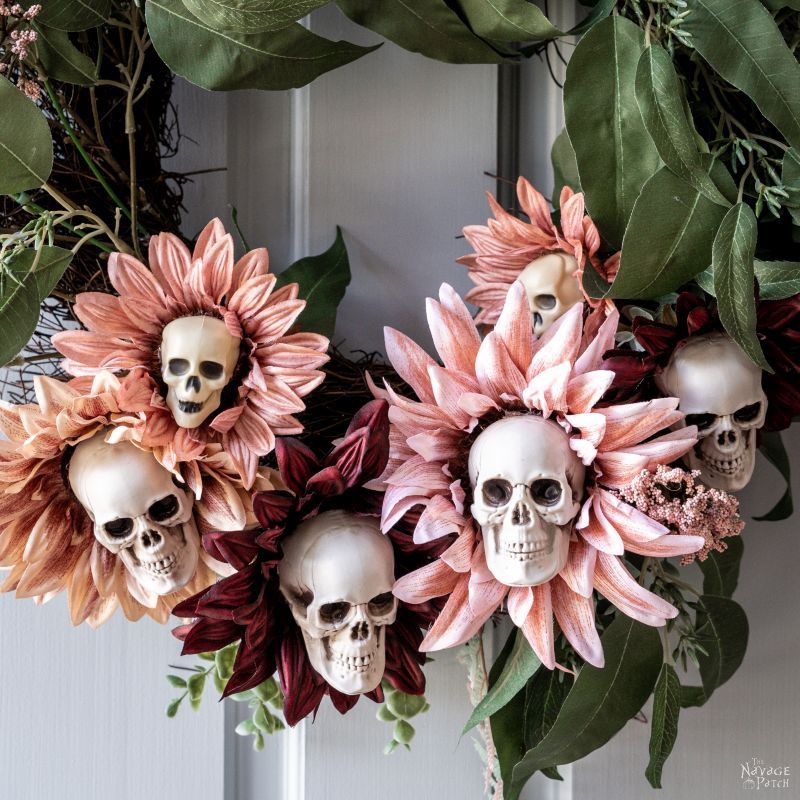 DIY Skull Sunflower Wreath - TheNavagePatch.com