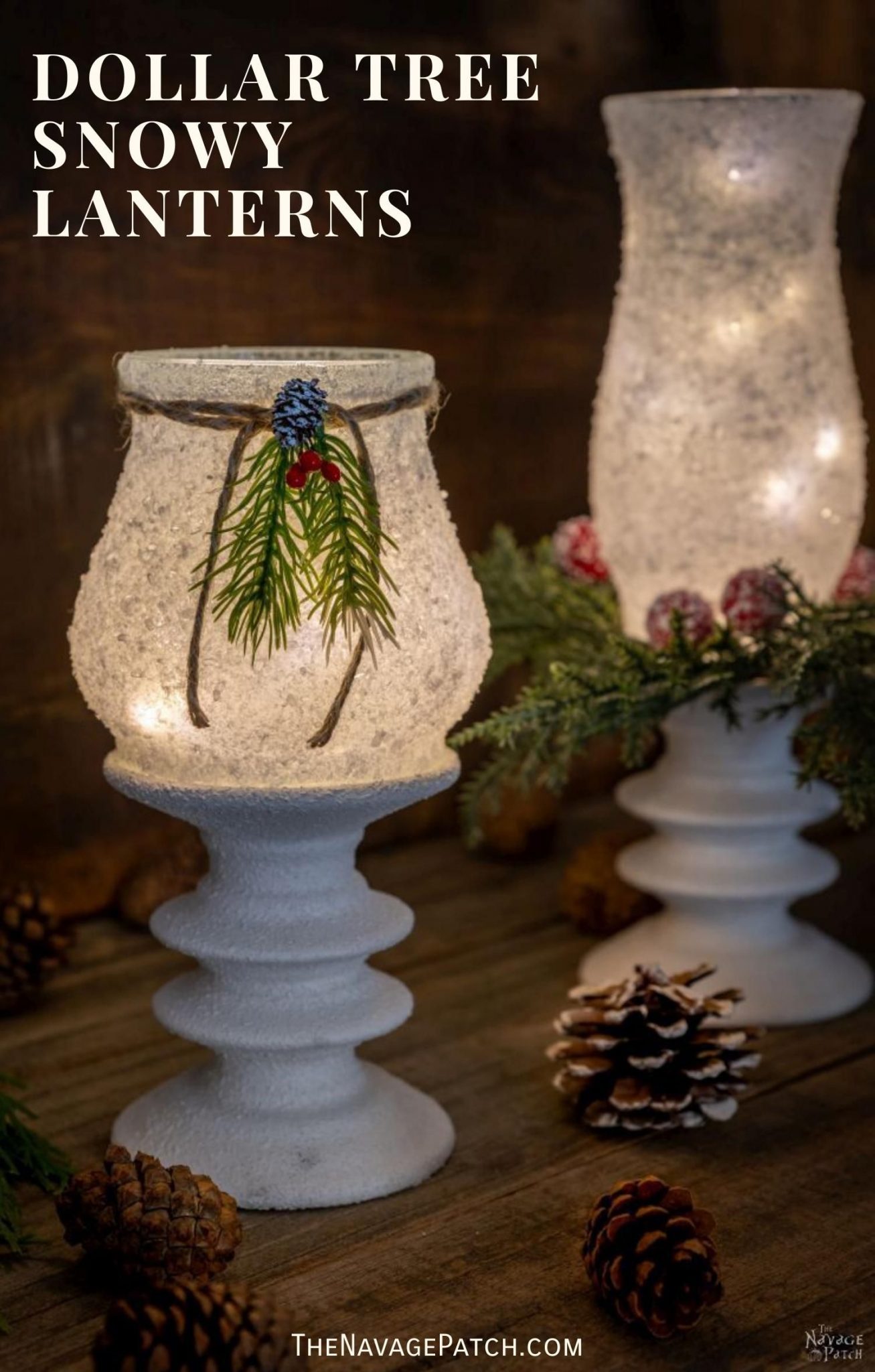 DIY Dollar Tree Snowy Christmas Lanterns The Navage Patch