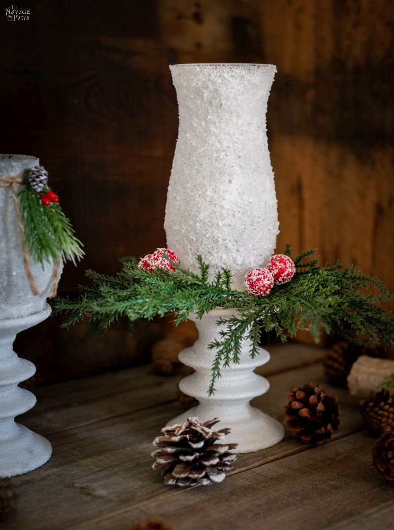 DIY Dollar Tree Snowy Christmas Lanterns - TheNavagePatch.com