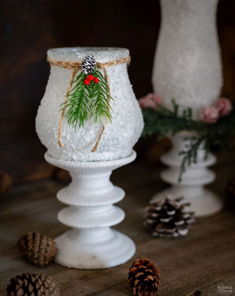 DIY Dollar Tree Snowy Christmas Lanterns - TheNavagePatch.com