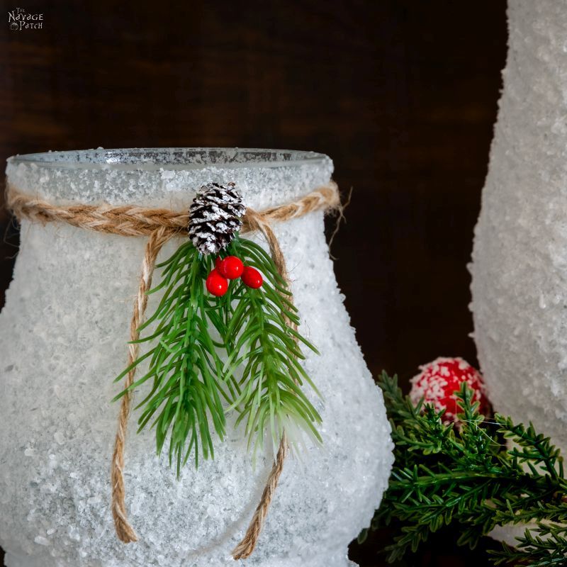 DIY Dollar Tree Snowy Christmas Lanterns - TheNavagePatch.com