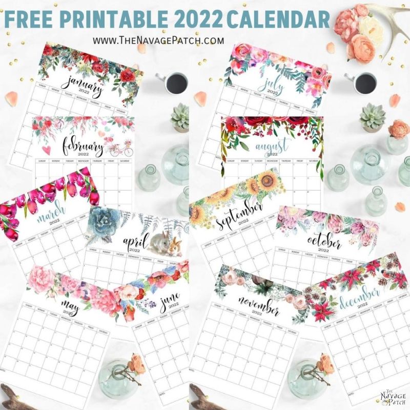 Free Printable 2022 Calendar - TheNavagePatch.com
