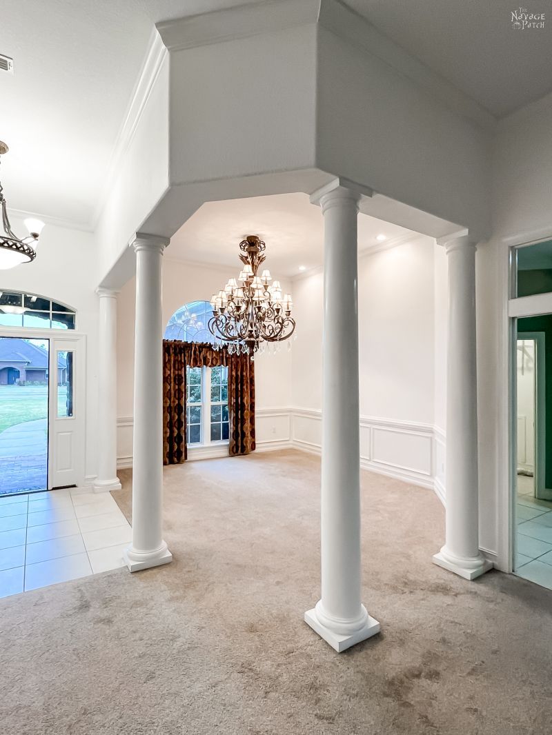 dining room with columns