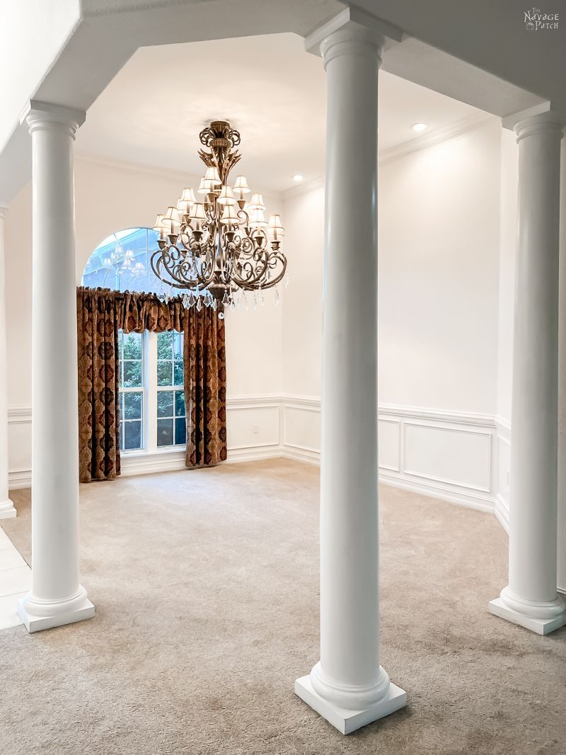 dining room with columns