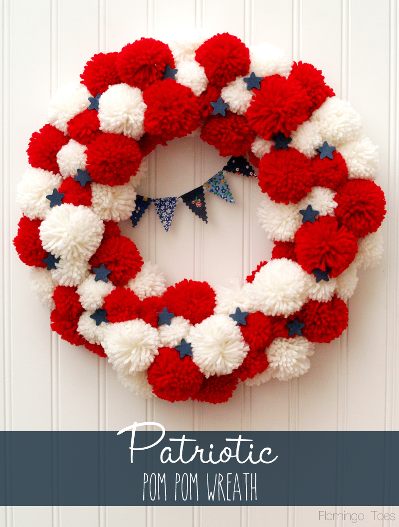 DIY 4th of July Pom Pom Wreath - Best DIY 4th of July Decorations - The NavagePatch.com