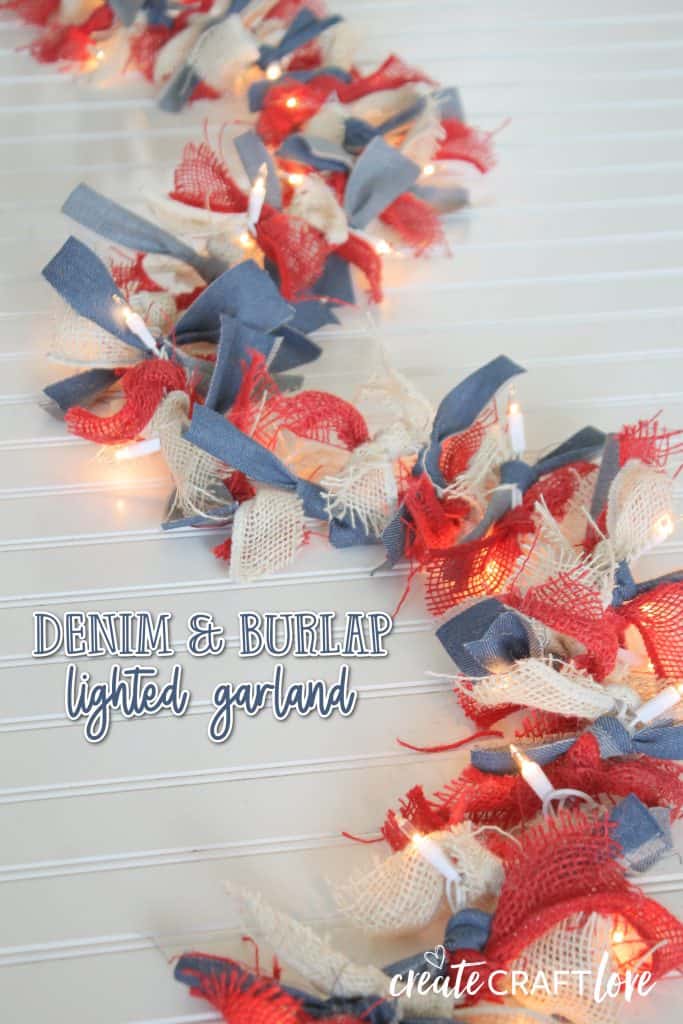 Red, White and Blue Denim and Burlap Garland - Best DIY 4th of July Decorations - The NavagePatch.com